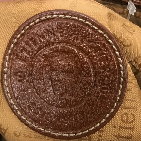 Etienne Aigner shoulder bag purse tan with brown - Picture 3 of 8